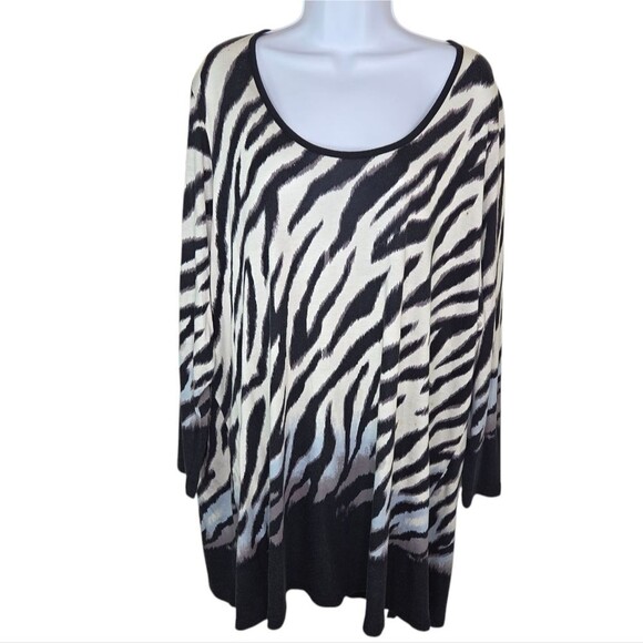 Woman Within Long Sleeve Zebra Tunic Top Size 2x - Picture 1 of 4